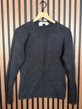 Max Mara Sweater Small Womens Gray Pullover 100% Wool Thermal Knit